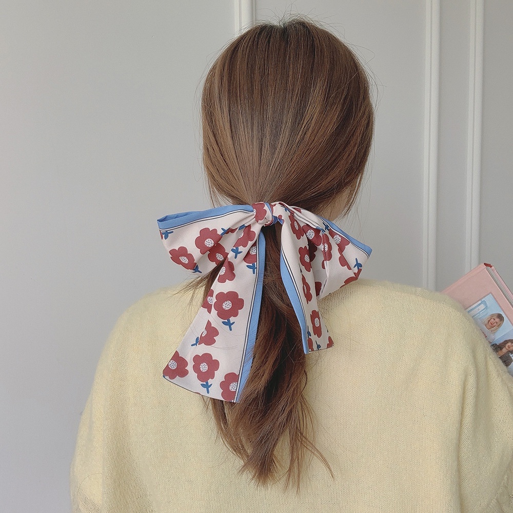 Syal Premium Satin Scarf Motif Untuk Bandana / Ikat Rambut Tali /  Silk Hair Ribbon Korean Style Import