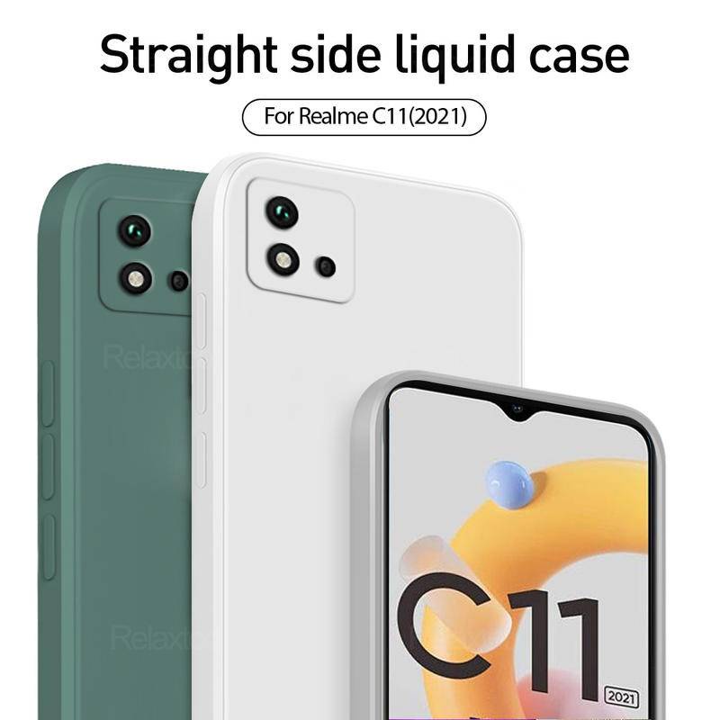 Casing Silikon Cair Persegi Original Mewah Untuk OPPO Realme C11 C20 2021tahan Guncangan Lembut Phone Cover Shell