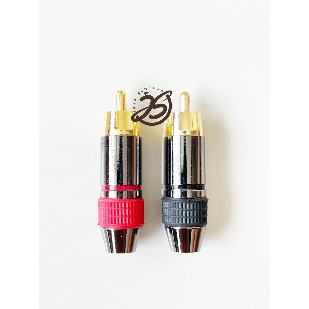 JACK RCA BLACK GOLD (1SET) SEPASANG (MERAH-HITAM) JACK RCA MALE BLACK GOLD METAL JACK AUDIO RCA BESI METAL