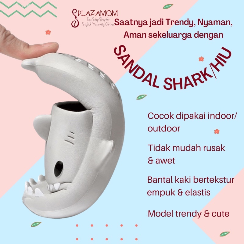 Sandal hiu shark EVA karet ANAK kids kid Laki Perempuan girl boy Unisex Sendal Selop Slippers Slip Strap Empuk Ringan Anti slip Kualitas Premium Nyaman Bisa untuk outdoor indoor trendy kekinian viral hits cute gemoy imut lucu