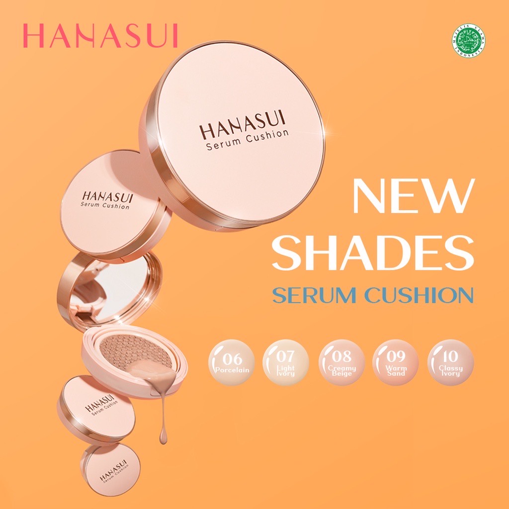 HANASUI Serum Cushion Indonesia / Make Up Cleansing Water Remover Setting Spray Primer Foundation Concealer BB Cream Loose Compact Powder Blush On Eyeshadow Mascara Eyebrow Eyeliner Pen Pencil Lipstick Lip Cream Stain Tint / Cosmetic Paket Wajah Face Set