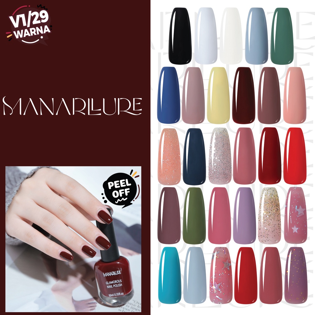 TERBARU [V1] Manarllure Kutek Peel Off Non Toxic Manicure Cat Kuku Peelable Cat Kuku Peel Off Kutek Halal  Muslimah Nail Polish