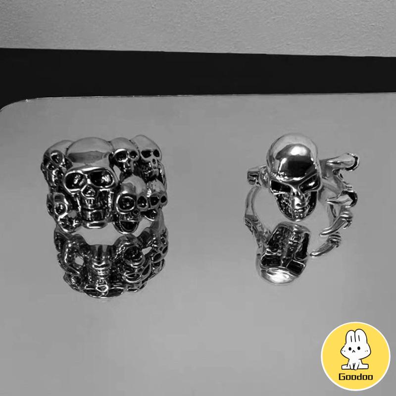 Cincin punk perak antik yang dipersonalisasi Pria aksesori fashion Korea -Doo
