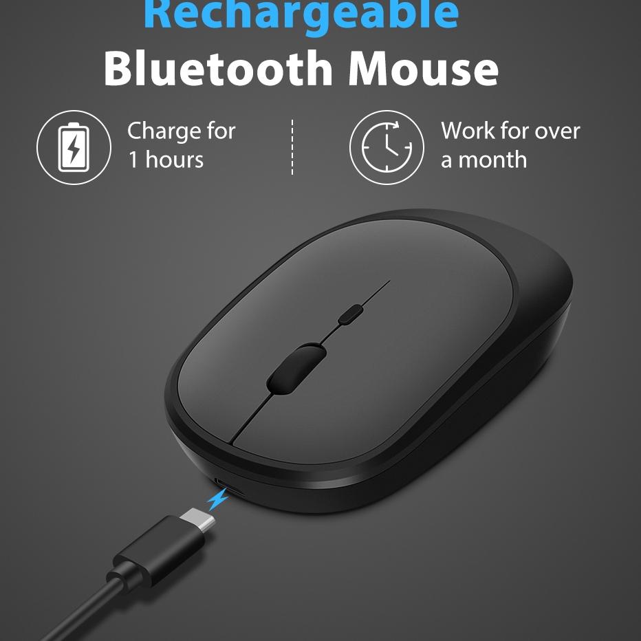 Harga Murah Goojodoq Bluetooth Mouse Wireless Silent Ultra Tipis Portable Rechargeable USB Power Saving Mouse