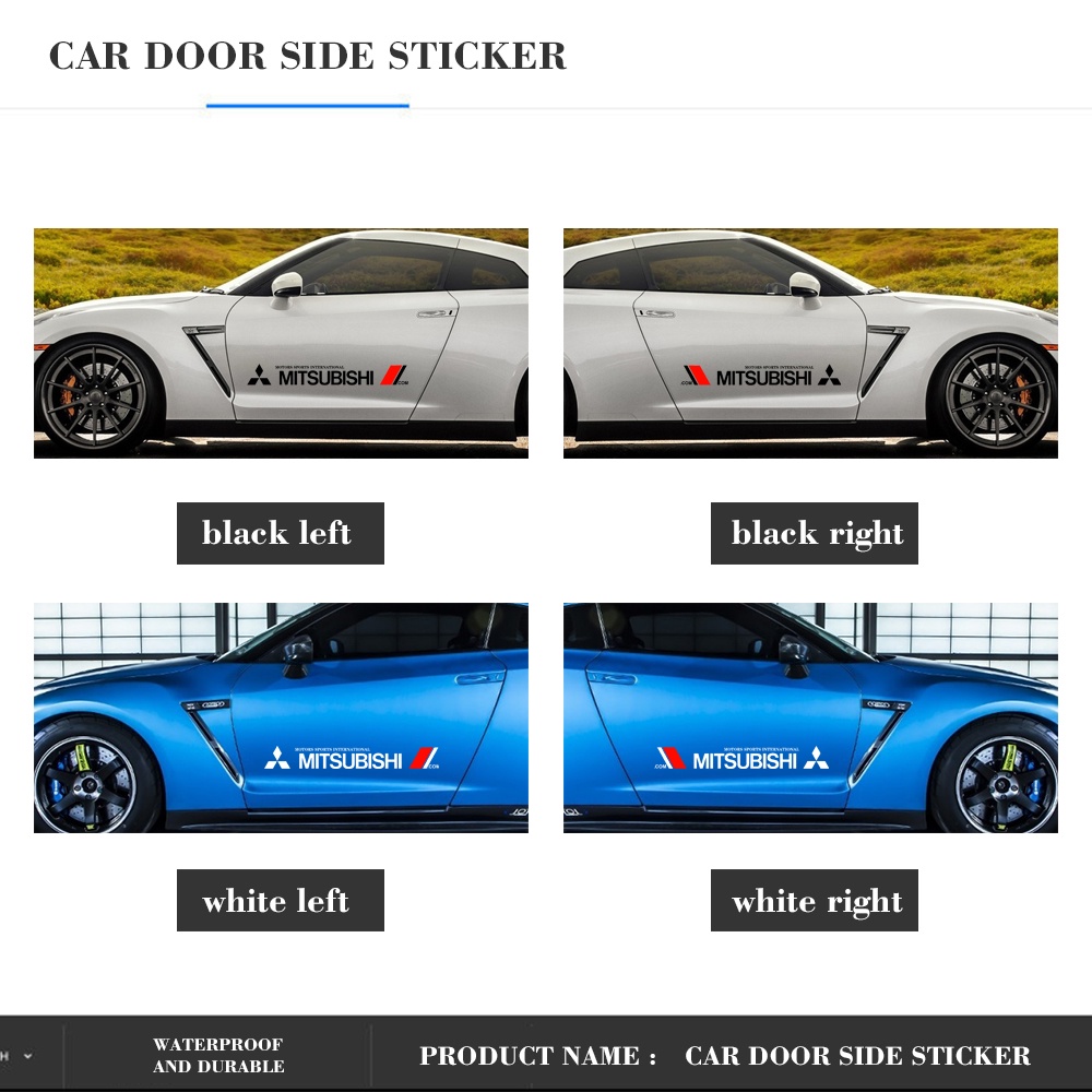 2pcs Stiker Pintu Mobil Stiker Sisi Stiker Body Mobil Fashion Hias Decals Vinyl Auto Styling Untuk Mitsubishi Mirage G4 Triton Xpander Cross Pajero Lancer ASX Storm Kuda Outlander