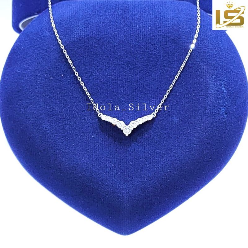 Kalung Aurel Fuji Nagita Slavina Perak Asli Silver Wanita 925 Lapis Emas Putih Asli Rantai Nori Polo