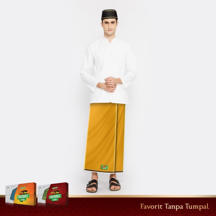 Sarung ATLAS Favorit Polos Tanpa Tumpal Warna Kuning Mustard
