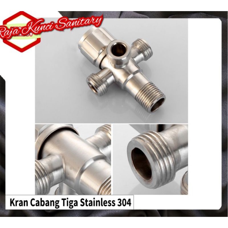 Stop Keran 3 Cabang Kran Tripel Output T Shower Angle Valve Kamar Mandi Closet Toilet