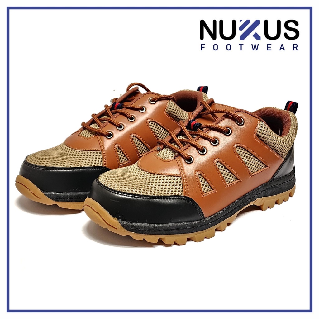 Nukus Sepatu Safety Casual Ujung Besi Tali Pendek Coklat Tan - SFM P