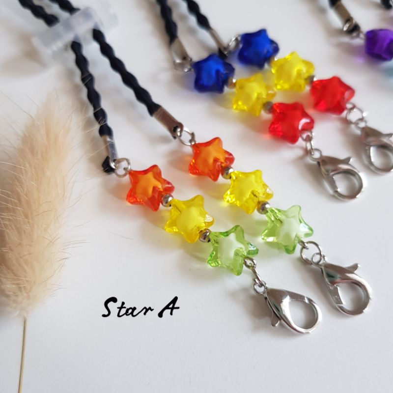 STRAP MASKER HIJAB  2 IN 1 STAR  / KALUNG MASKER / TALI MASKER / LANYARD MASK STOPER 2IN1