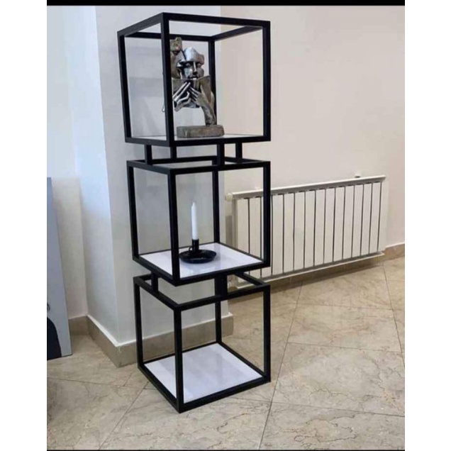 show case rak pajangan gold motif marmer marble custom