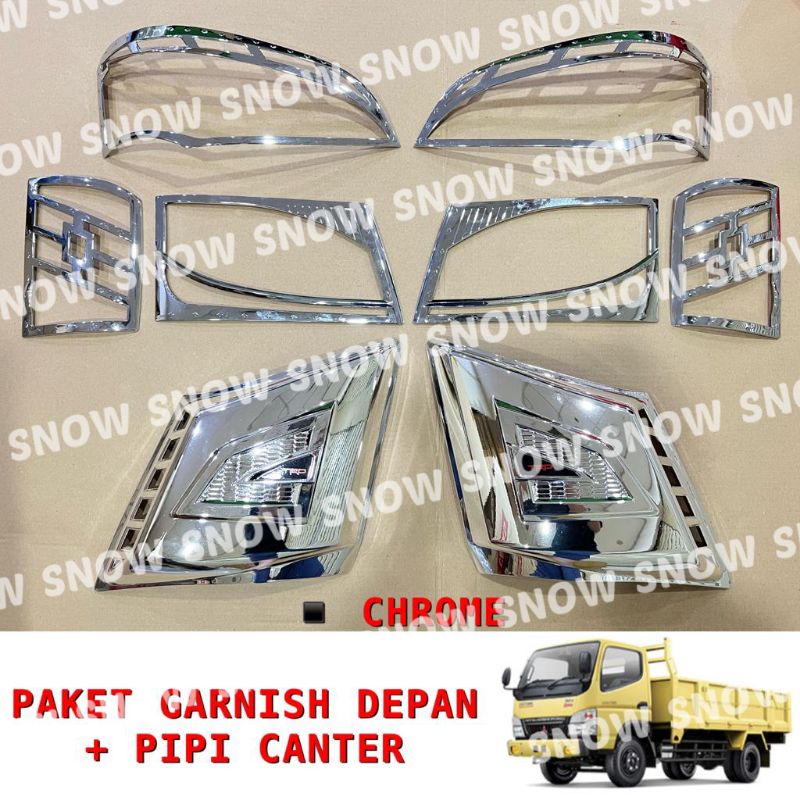 Paket Garnish Lampu Depan Pipi Canter Sporty Chrome Hitam