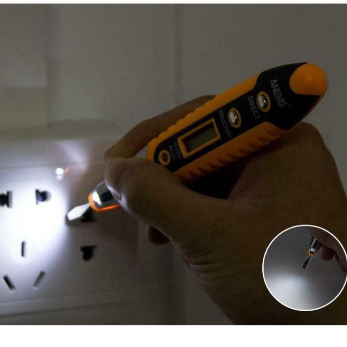 [SNG.21De22ᴵ] Tespen AC DC bonus BATERAI , LCD Digital Display Voltage Test Pen Voltage Detector