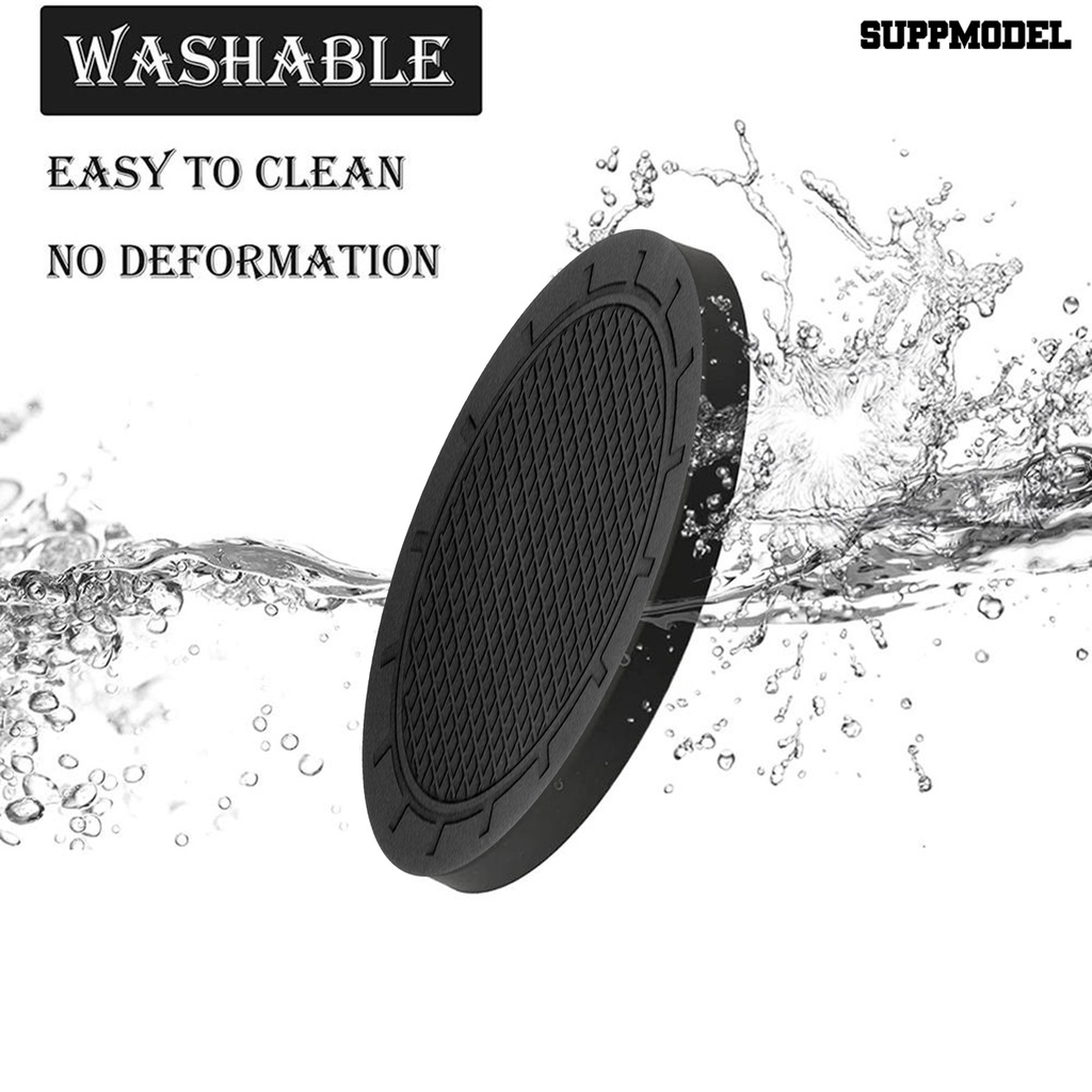 [Dekorasi] Car Cup Coaster Motif Alur Anti Cacat Bahan PVC Anti-slip Bulat Dapat Ditekuk Tempat Minuman Mobil Untuk Harian