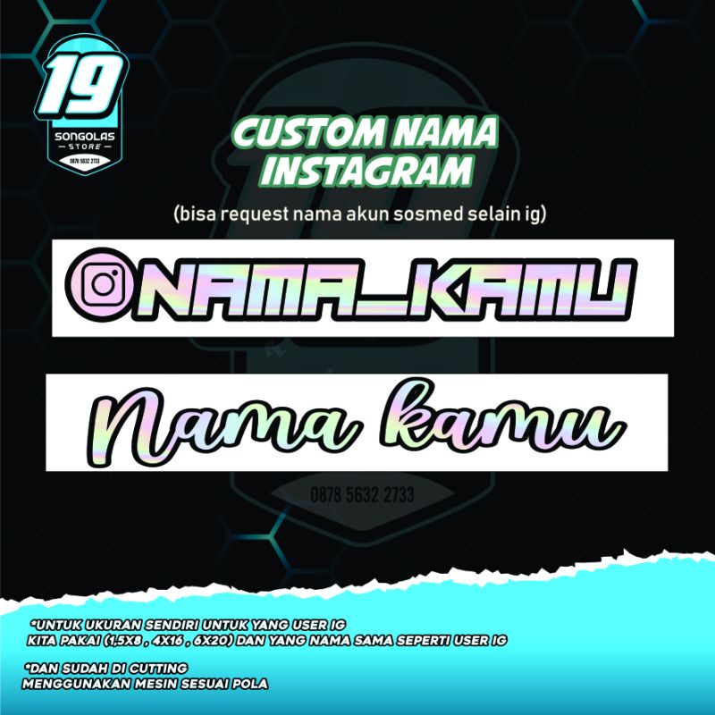 

Stiker Hologram "custom nama Ig/FB/tiktok/Chanel YouTube dll" free request suka suka