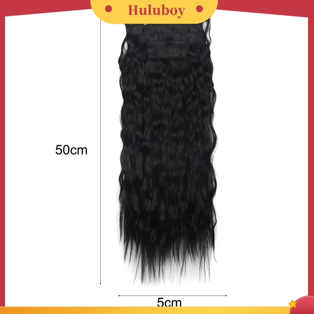 1 Set Rambut Palsu Extension Model Panjang Keriting Bahan Serat Suhu Tinggi