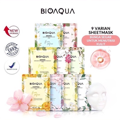 ✦SINAR✦ Bioaqua Bio Aqua Facial Sheet Mask Flowers Series (28g/pcs) | Masker Wajah / Hydrating Essence Face Mask Brightening dan Anti Acne