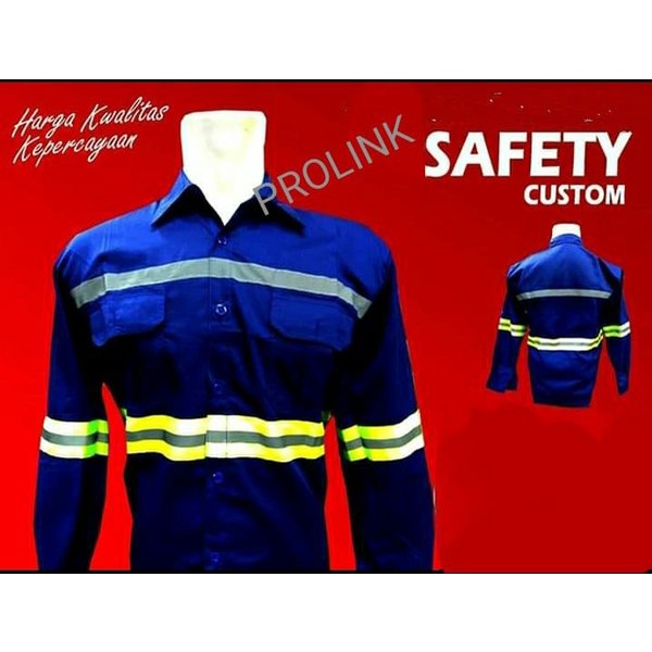 Jual Seragam Baju Safety Biru Bca Scotlight Silver Hijau Kain Drill