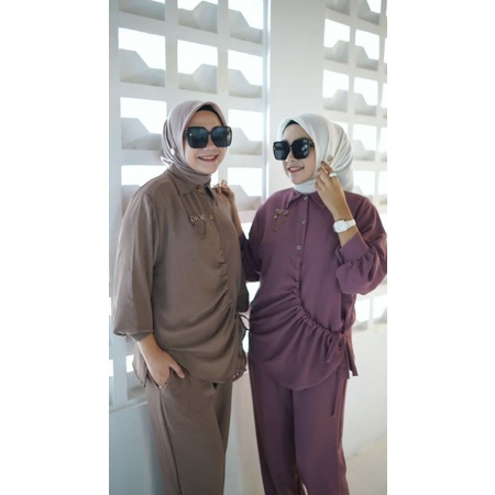 KIRANA BASIC ONE SET CRINCLE AIRFLOW | SET WANITA KEKINIAN OOTD