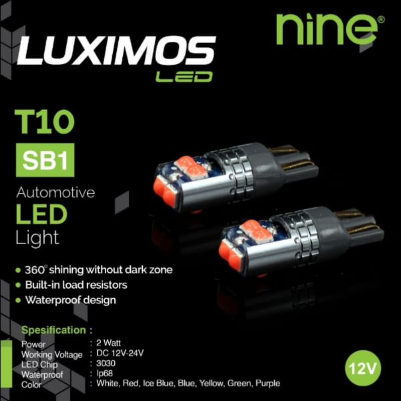 T10 PAKET SEIN DAJJAL MOTOR T10 SB1 CANBUS 6 LED SUPER BRIGHT NINE LUXIMOS NINE UNTUK SEIN MOTOR