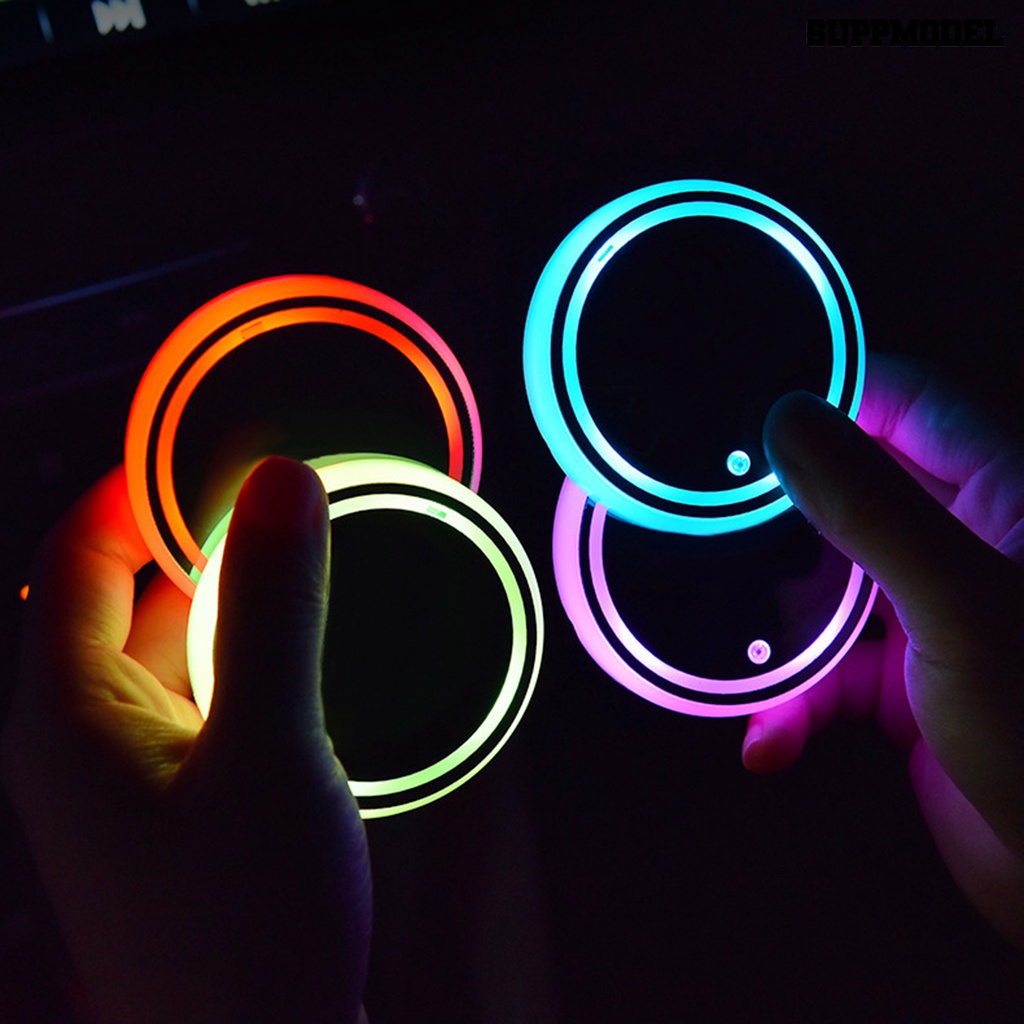 [Dekorasi] Tikar Cangkir Luminous Warna-Warni Ambient Light LED Mobil USB Anti-slip Coaster Tempat Minuman Untuk Otomotif