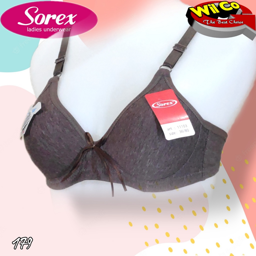 K179 - BRA/BH WANITA SOREX BUSA TIPIS TANPA KAWAT DUA PENGAIT UKURAN 32-38 CUP B