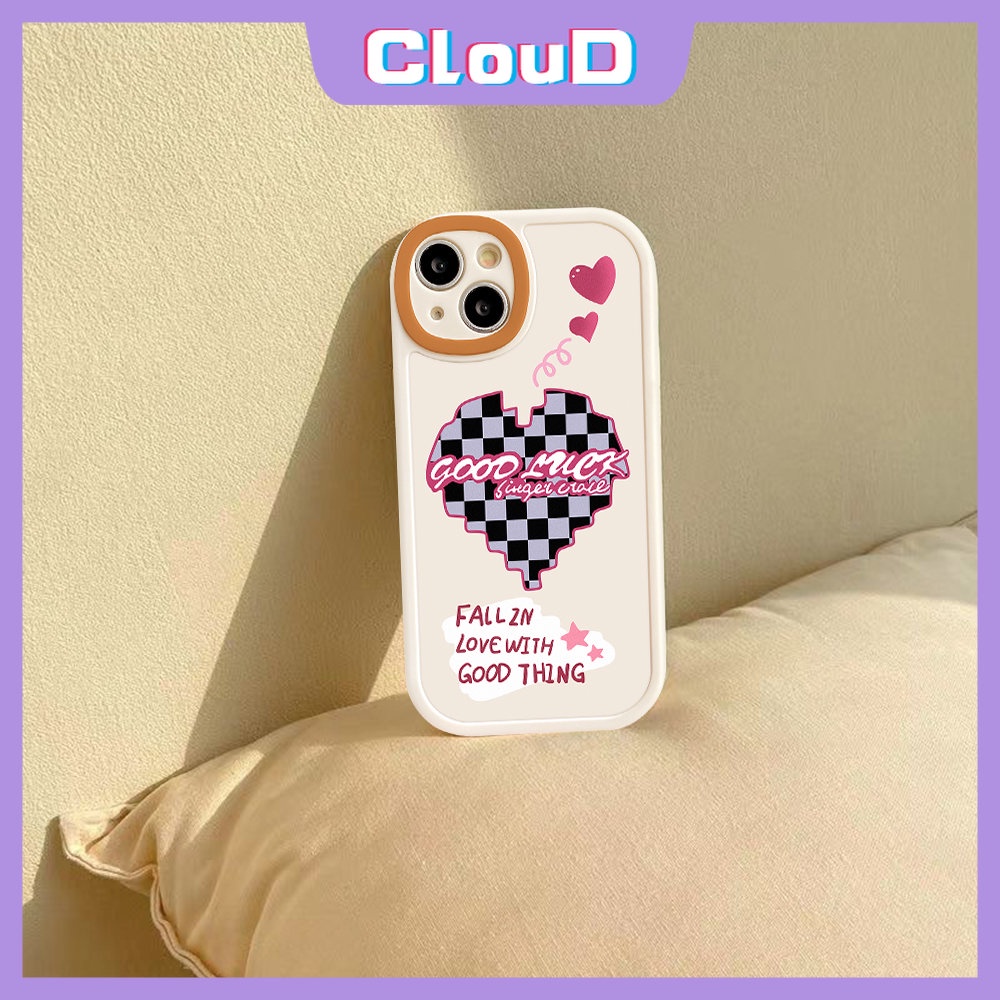 IPHONE Soft Tpu Love Heart Couple Case Kompatibel Untuk Iphone11 13 12 14 Pro Max 7Plus 8Plus X7 6 6s 8Plus XR XS Max SE 2020motif Smiley Lucu Papan Catur Shockproof Back Full Cover
