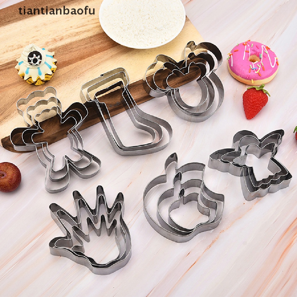 3 Pcs / set Cetakan Kue Bahan Stainless Steel Untuk Dekorasi Natal