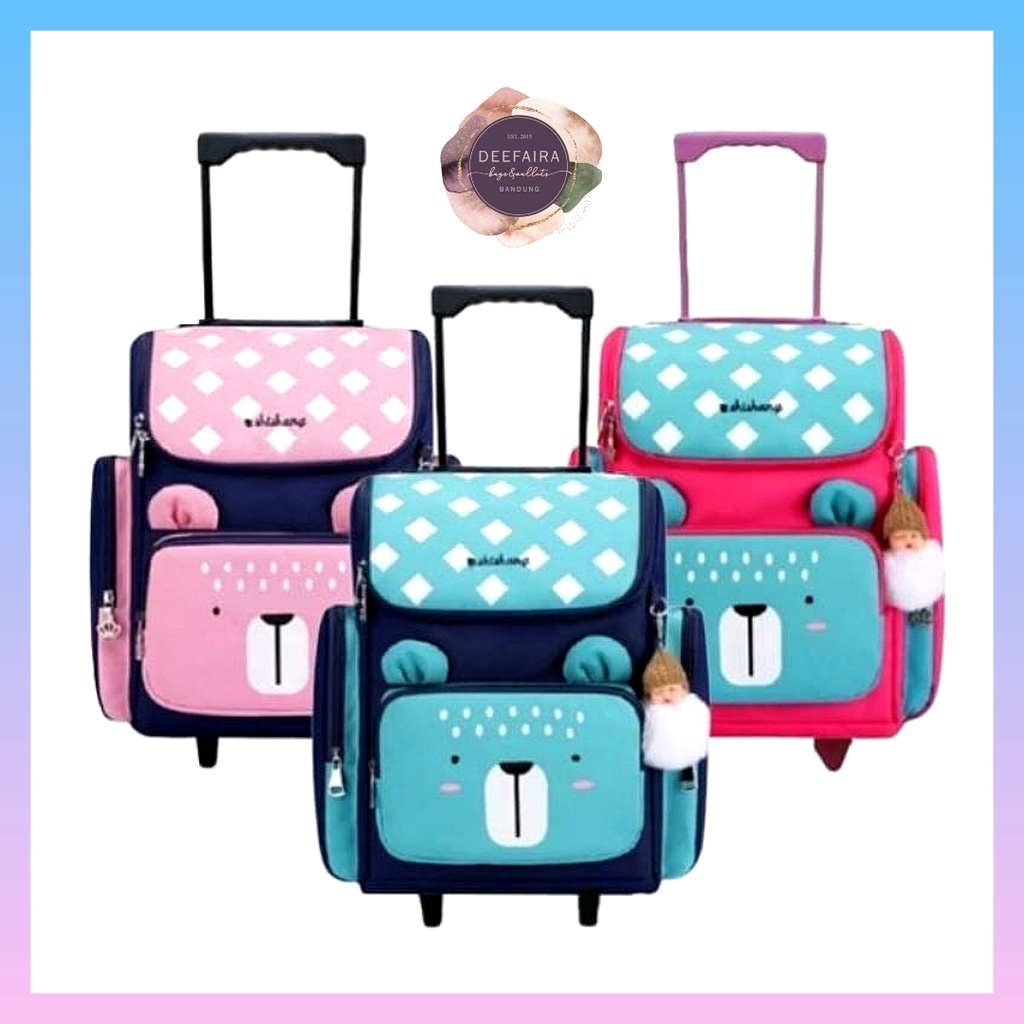 Tas Ransel Troli Anak Laki Laki Bear Tedi 1 Gratis My B0ttle Lucu Untuk Sekolah Anak Tk &amp; Sd
