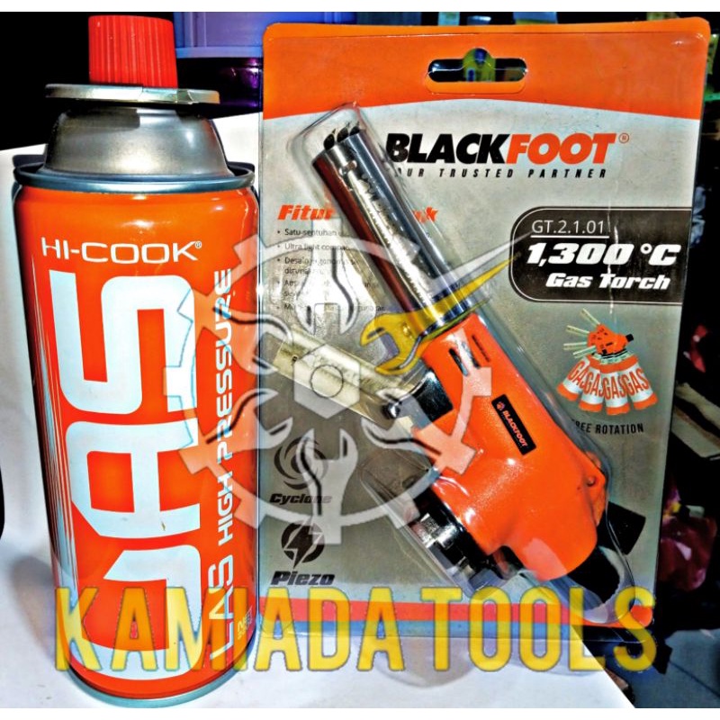 Paket Gas Torch BLACKFOOT+ tabung Gas Portable / Kepala Gas Portable BLACKFOOT