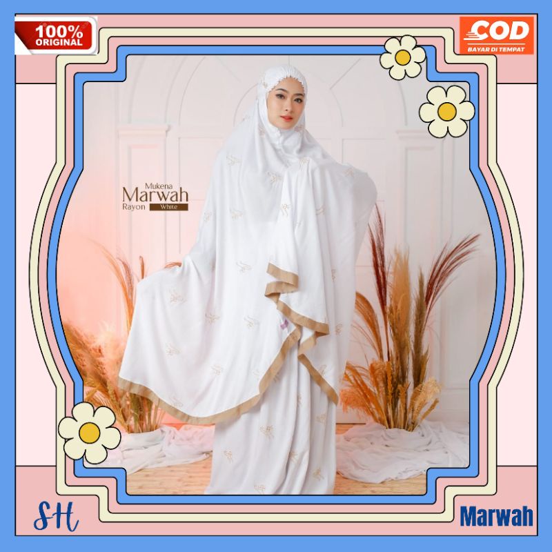 mukena mukenah rukuh alat perlengkpan sholat wanita dewasa potongan katun bordir renda marwah arrafi