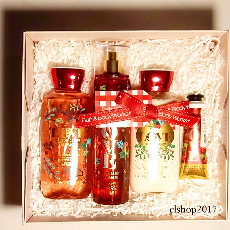 NBE LOVE COTTON CANDY CHAMPAGNE GIFT SET PAKET BATH &amp; BODY WORKS