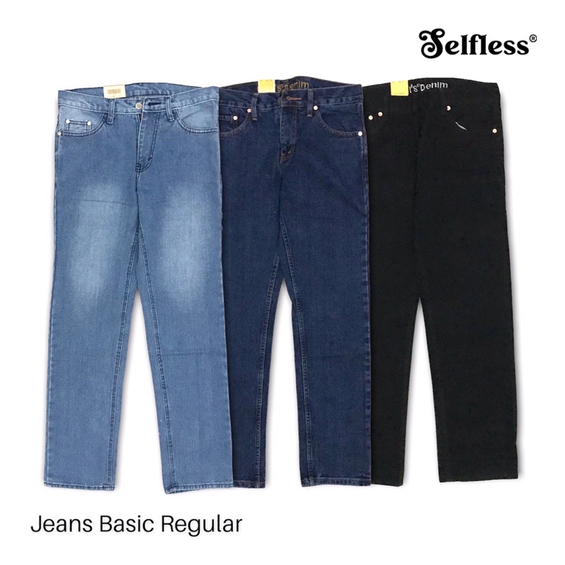 Celana Jeans Regular Straight Loose Fit Pria Celana Panjang Jeans Jins Jens Standar Reguler Lebar Kombor Gober Gombrang Gombrong Pria Hitam Biru Muda Tua Navy