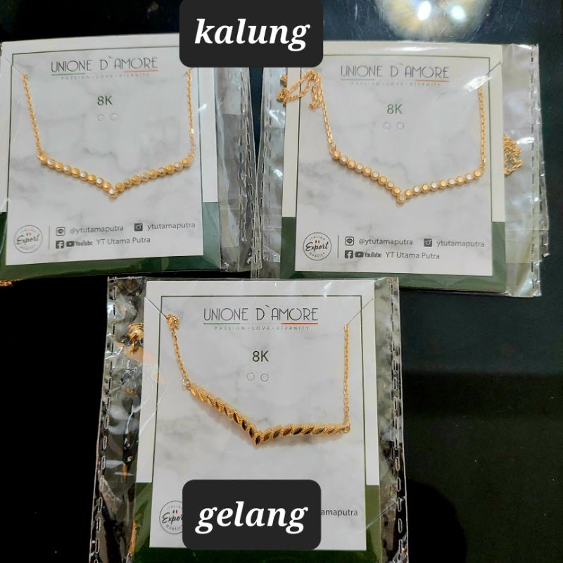 Kalung dan gelang serut aurel selep tanpa mata 2warna YT kadar 8K 375