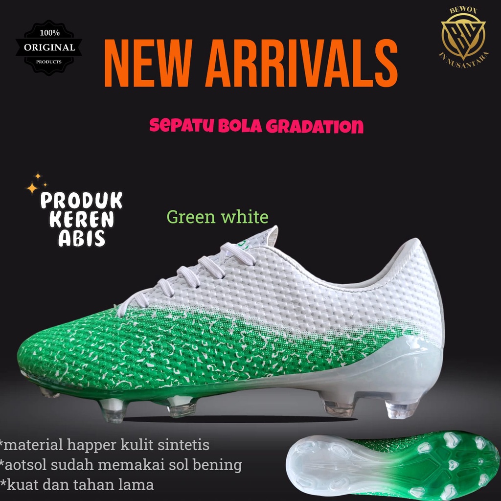 Sepatu Bola Bewox BW Motif Gradation Green White Pria / Wanita Sepatu Bola Pria Berkualitas Dan Original