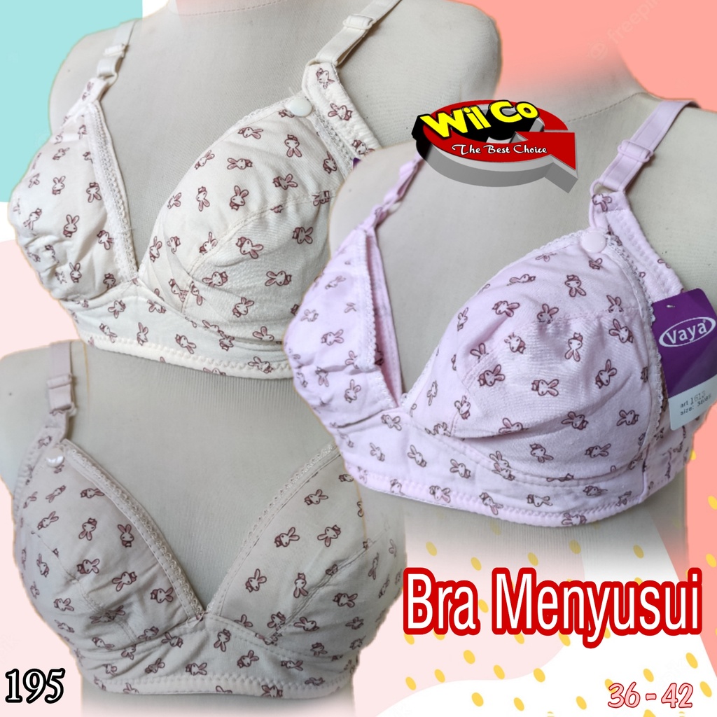 K195  - BRA/BH WANITA MENYUSUI VAYA TANPA BUSA TANPA KAWAT CUP BESAR 36C - 42C TIGA PENGAIT