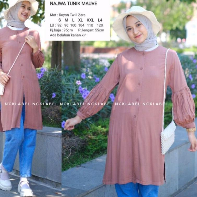 "KMJ.22De22ᶜ" NAJWA TUNIK by NCK LABEL ORI TUNIK SIZE LENGKAP/ ATASAN MUSLIM matt RAYON TWILL ZARA d