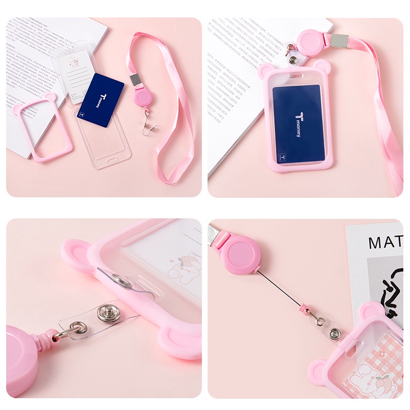 T&amp;Y Name Tag Lanyard Gantungan Kartu Karakter Kucing Lucu Akses MRT Busway E-Money Flazz BRIzi Bentuk Motif Warna Pastel Lanyart Card Holder Id Card