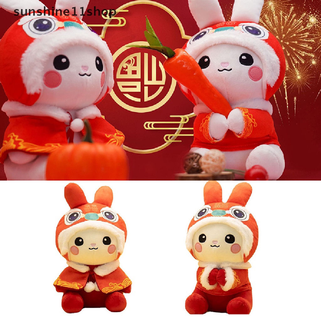 Sho 2023tahun Baru Imlek Shio Merah Jubah Kelinci Mainan Mewah Bunny Maskot Boneka Mewah N