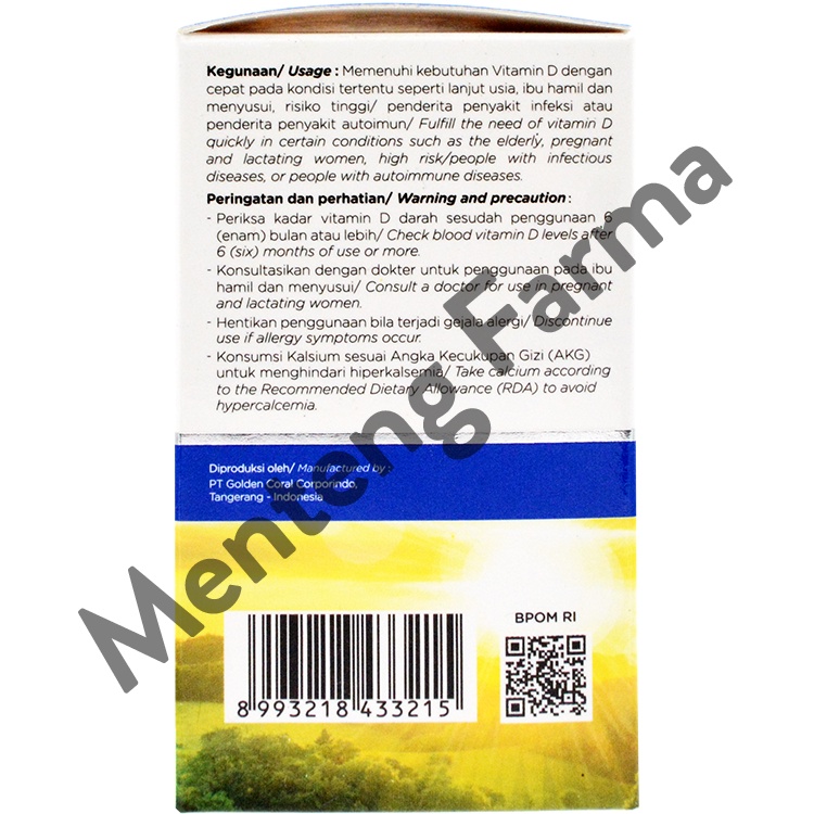 H2 Vit D3 1000 IU 30 Kapsul - Suplemen Vitamin D3 Bantu Jaga Daya Tahan Tubuh