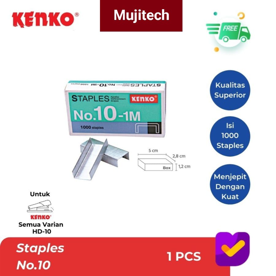 

1 PAK 20 PCS ISI STAPLER STAPLES No 10-1M KENKO STEPLES