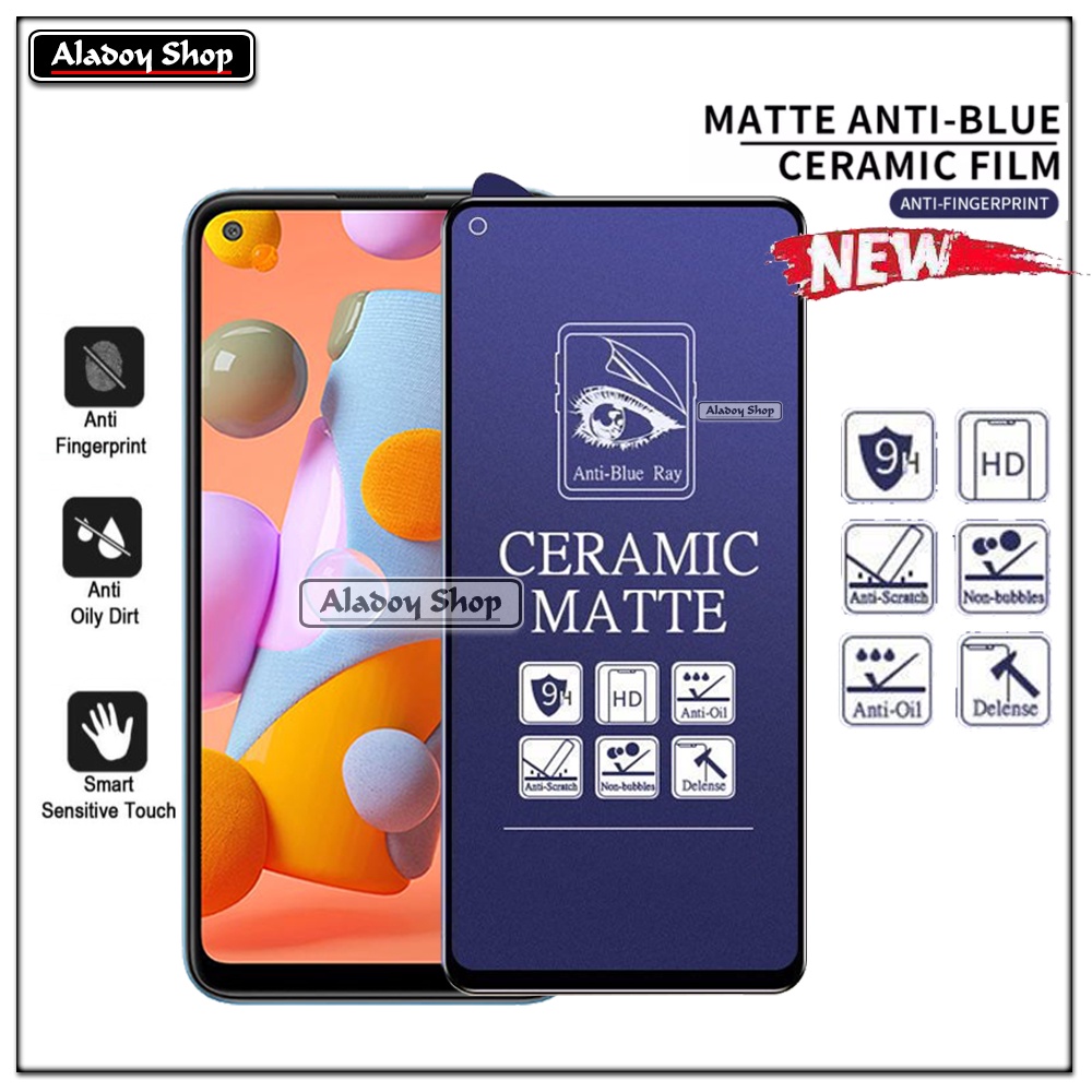 PAKET 3IN1 Anti Gores Blue Matte Anti Glare Samsung A11/M11 + Tempered Glass Camera dan Skin Carbon