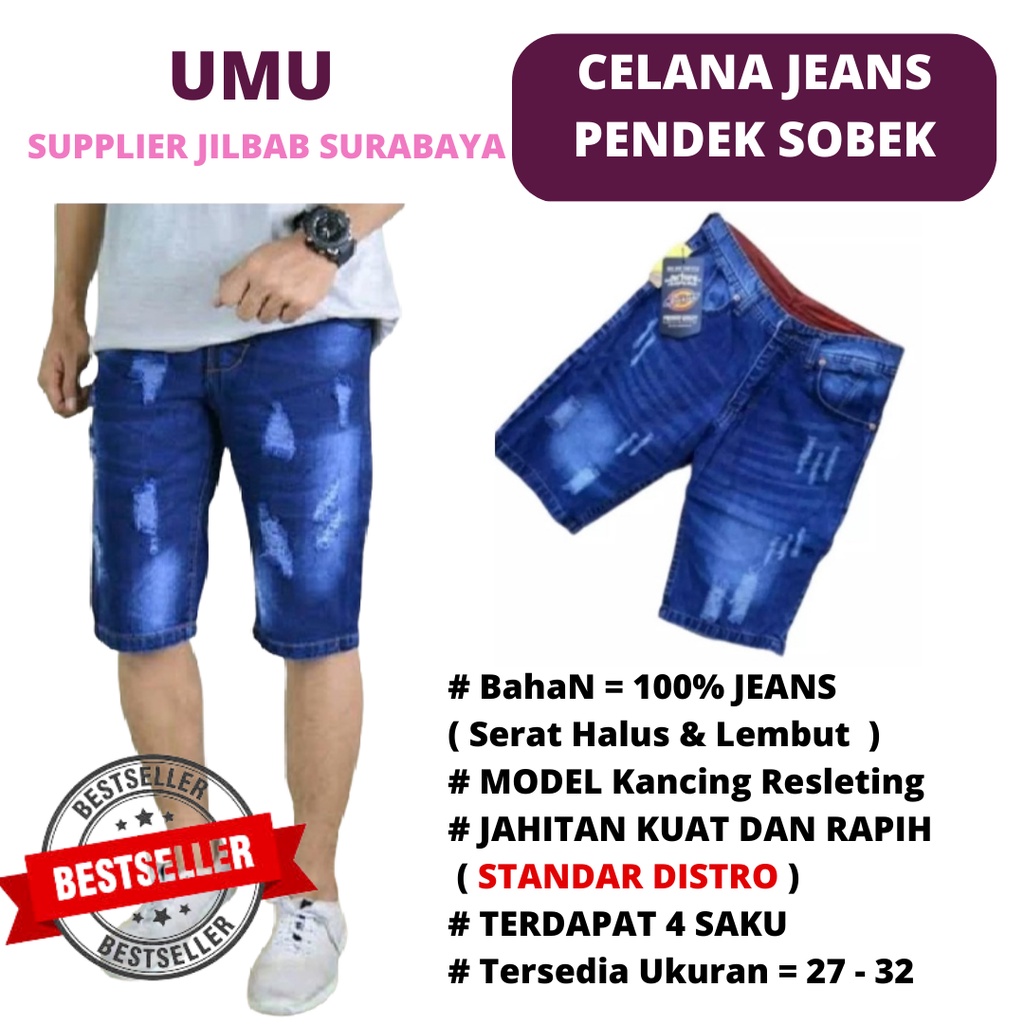 Celana Pendek sobek cowok 27-38