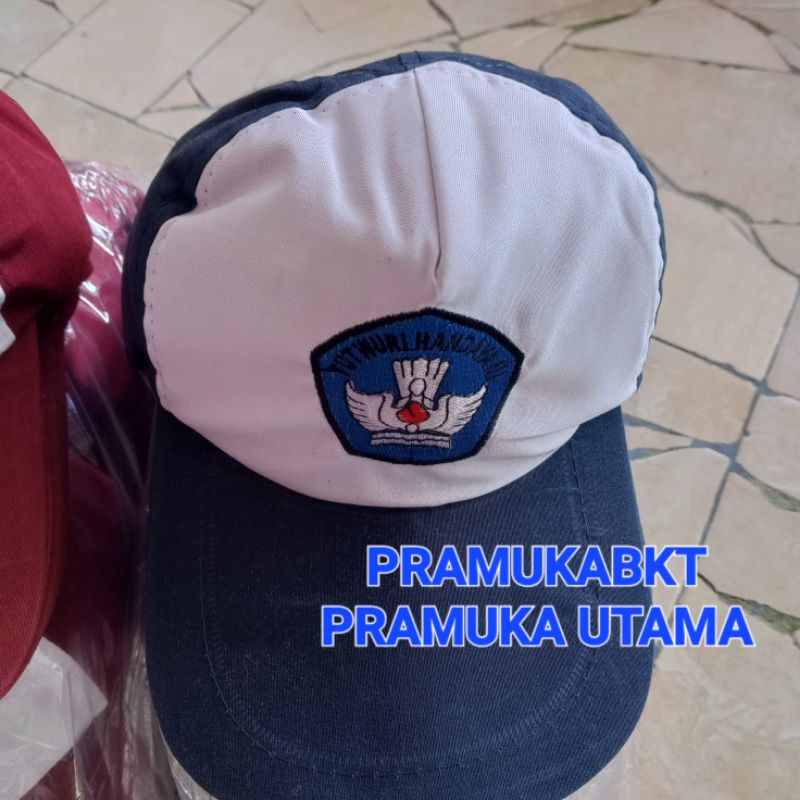 Topi SMP (biru putih) logo biru 1pcs