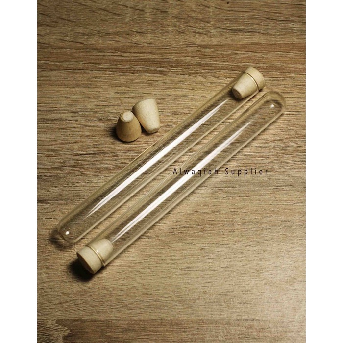 Craft Tabung Reaksi Kaca 25Ml Tutup Kayu Gabus / Craft / Diy Souvenir