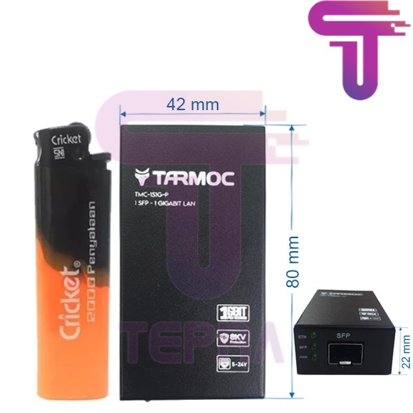 Tarmoc TMC-1S1G-P | 1 SFP 1 LAN GIGABIT POE IN 5-24V mini Converter (Compatible TP-LINK MC220L)