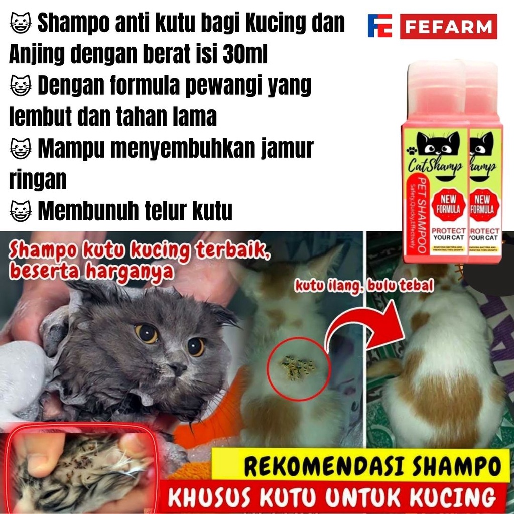 Shampo Sampo Kucing Anti Kutu Anti Jamur CATSHAMP 30ml  FEFARM
