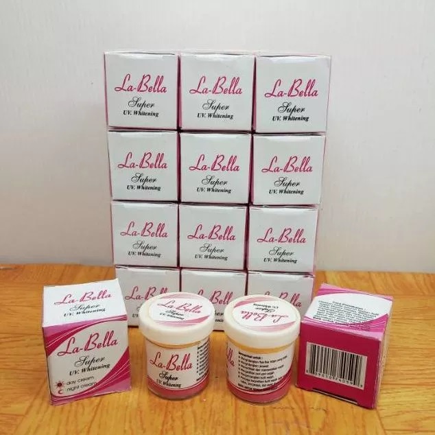 [ 6 PCS ] Cream La-bella Super UV Whitening Original / Krim Siang Malam Labela Pink