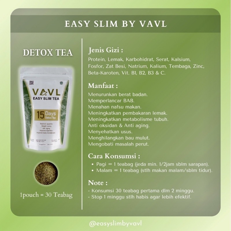 VAVL EASY SLIM Detox Tea isi 30