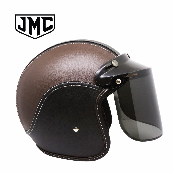 HELM BOGO RETRO COKELAT TUA FULL LEATHER SNI